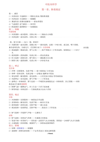 中医内科学病证分型+方名总结.