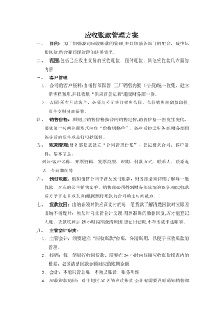 应收账款管理方案