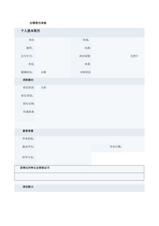 应聘简历表格1