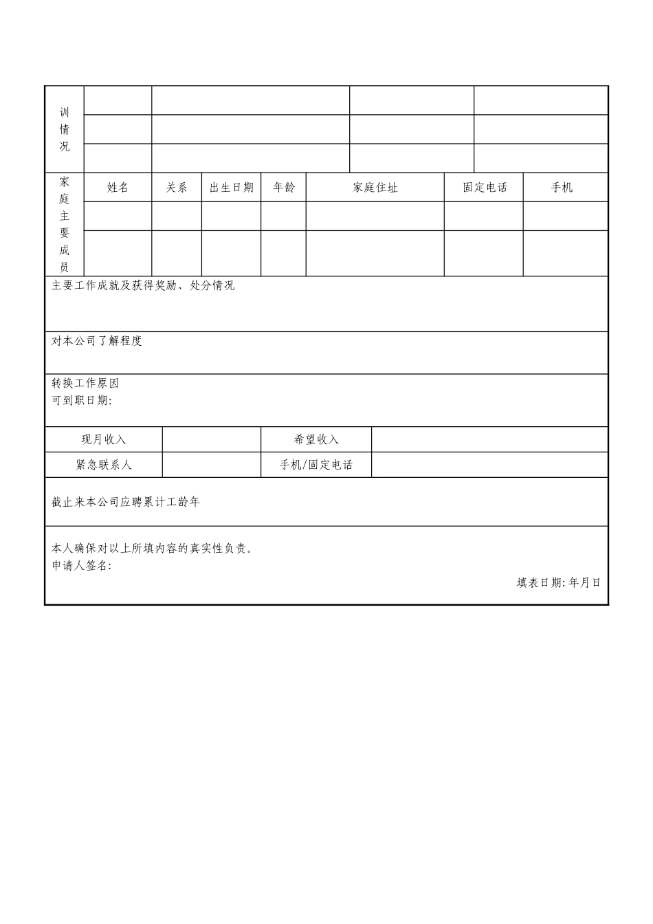 应聘职位申请表_第2页