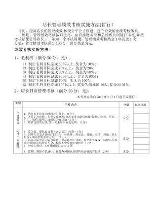 店长绩效考核方案-改
