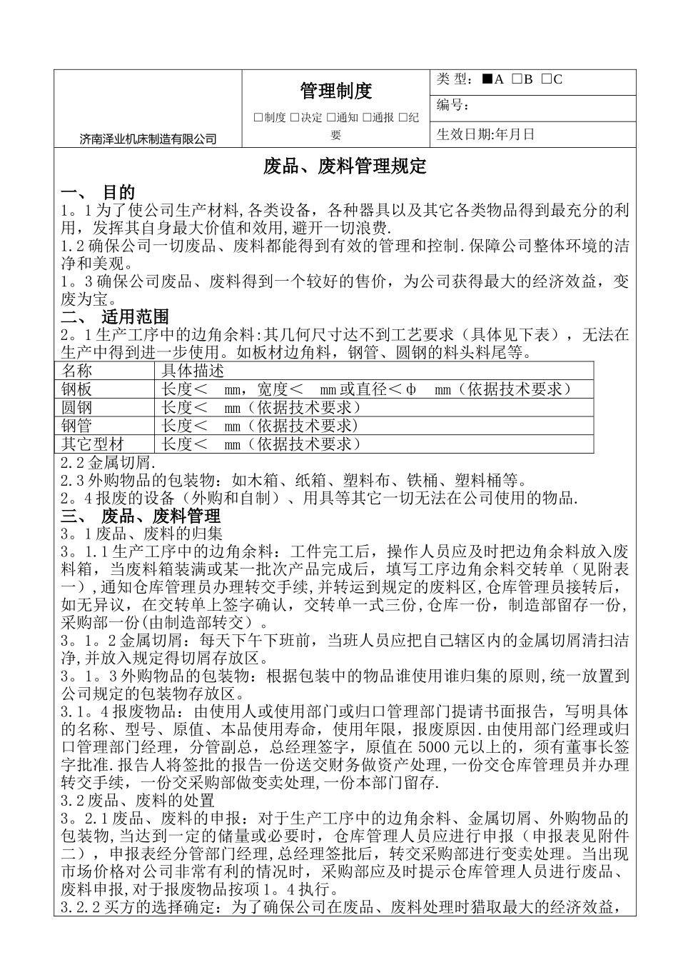 废品、废料管理规定_第1页