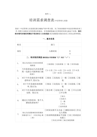 度培训需求调查方案二