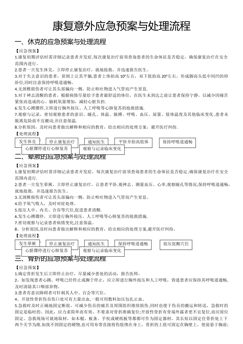 康复意外应急预案与处理流程_第1页