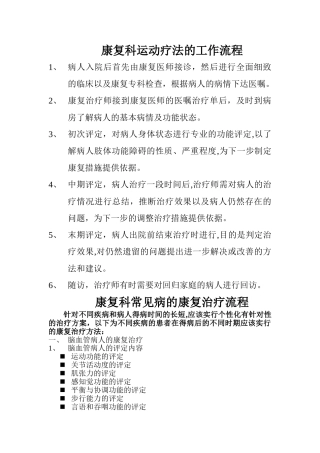康复科常见病的康复流程