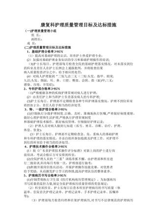 康复科护理质量管理目标及达标措施