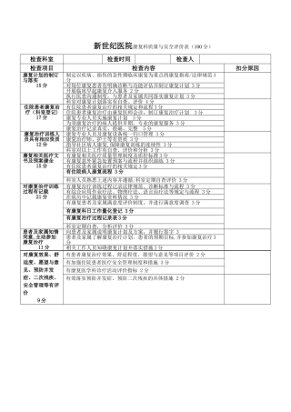 康复科质量与安全考核标准