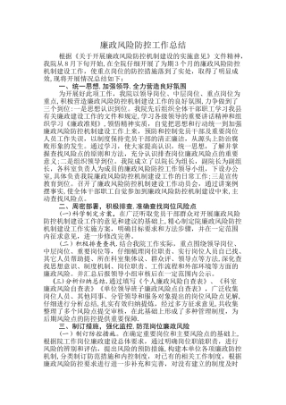 廉政风险防控工作总结