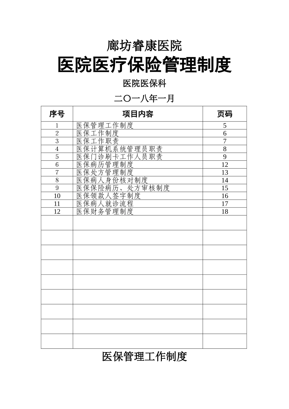 廊坊睿康医院医保管理制度_第1页