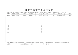 建-筑-工-程-施-工-安-全-月-报-表