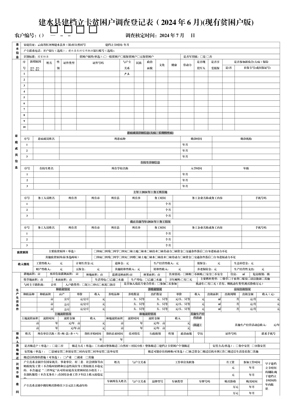 建档立卡贫困户调查登记表_第1页