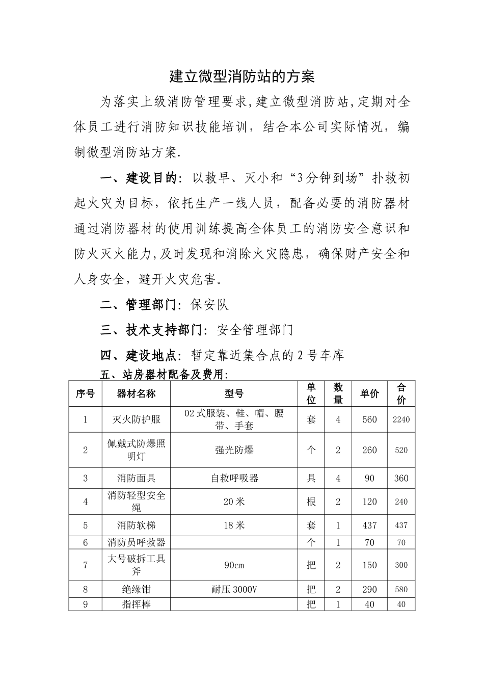 建立微型消防站方案_第1页