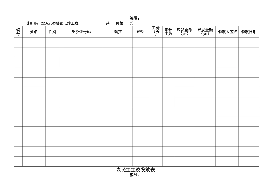 建筑企业农民工工资发放表格式_第2页
