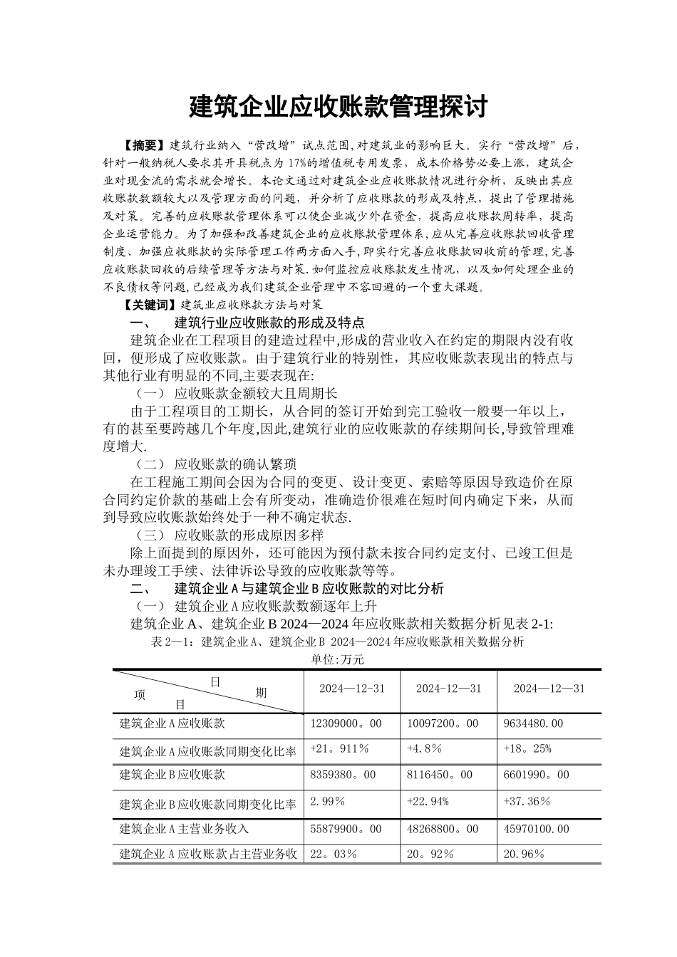 建筑企业应收账款管理探讨_第1页