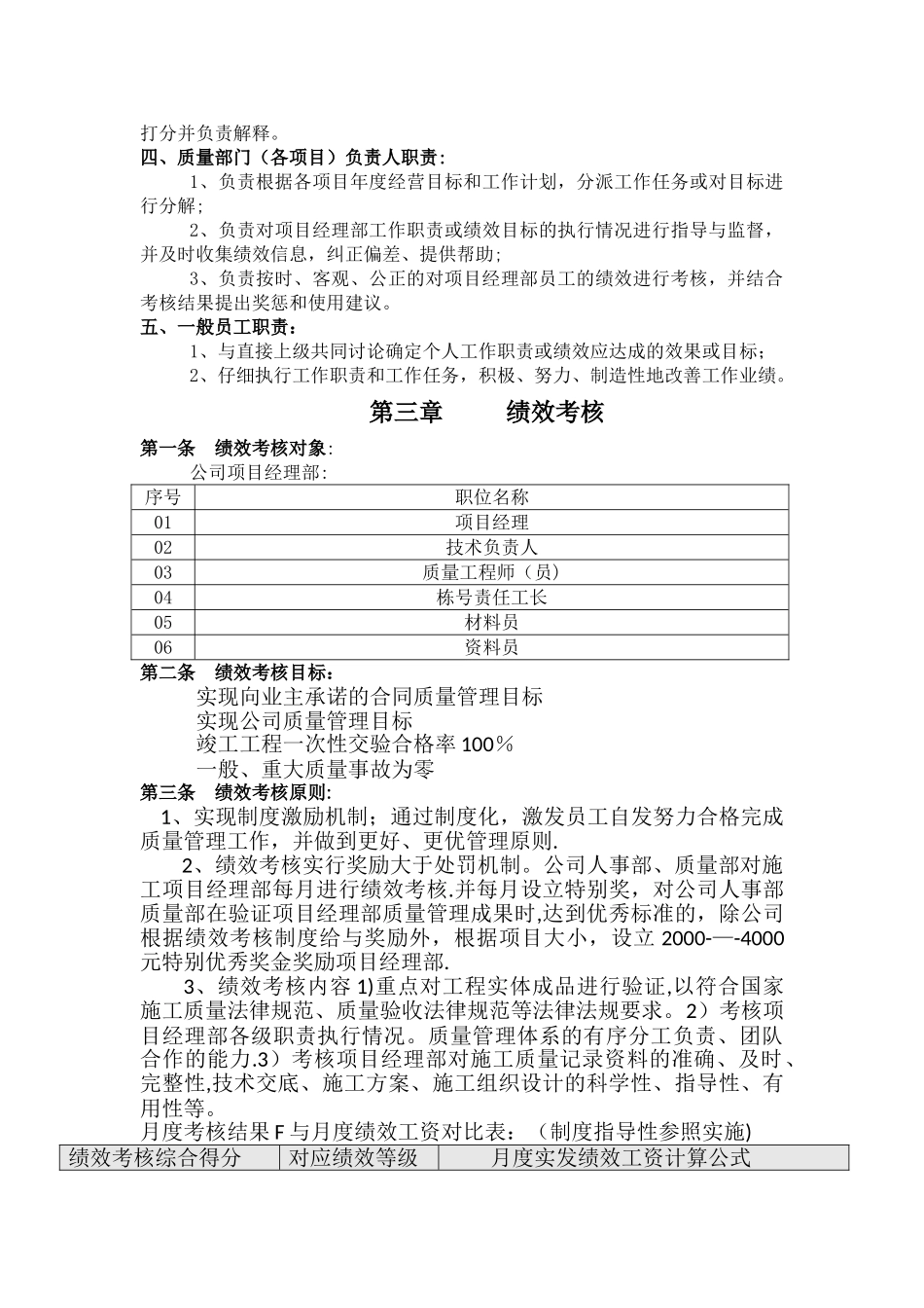 建筑公司质量绩效考核实施标准_第3页