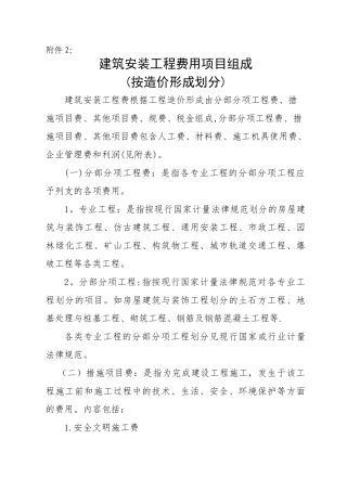 建筑安装工程费用项目组成(按造价形成划分)