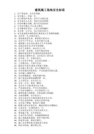 建筑工地安全标语