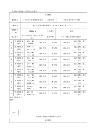 建筑工地施工现场洒水记录表