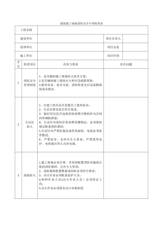 建筑工地消防安全专项检查表