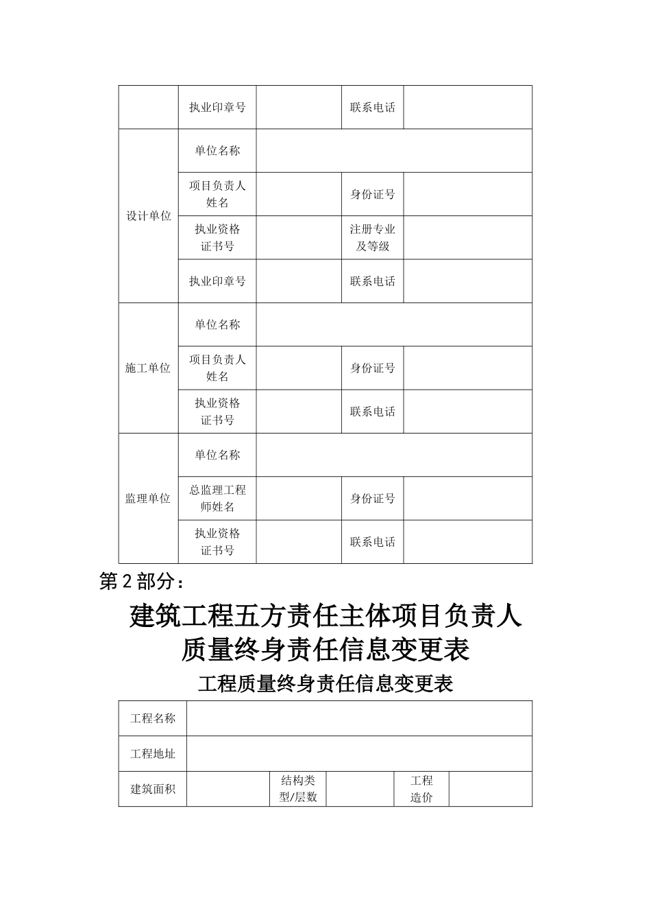 建筑工程五方责任主体项目负责人质量终身责任制承诺书及授权书_第2页