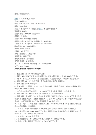 建筑工程劳务分包价格