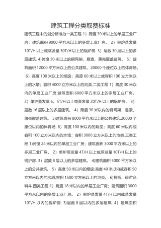 建筑工程取费分类标准