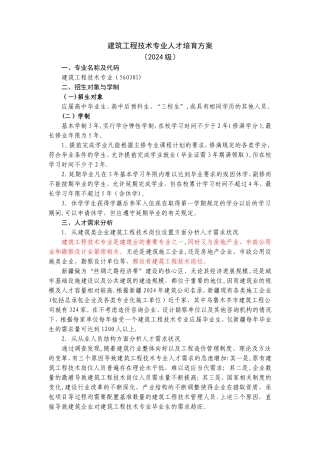 建筑工程技术专业人才培养方案