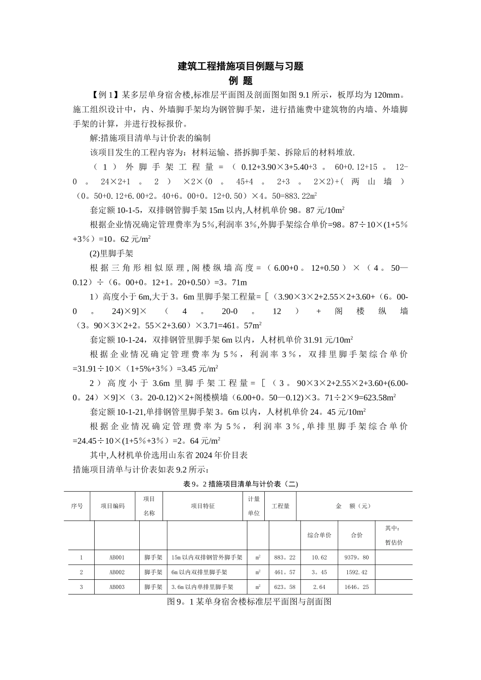 建筑工程措施项目习题_第1页