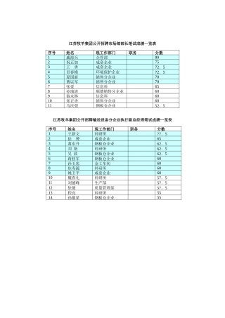 2025年江苏牧羊集团公开招聘市场部部长笔试成绩一览表