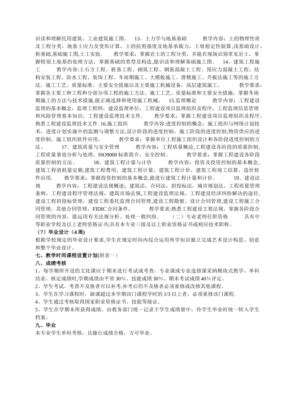 建筑工程施工专业人才培养方案_第3页