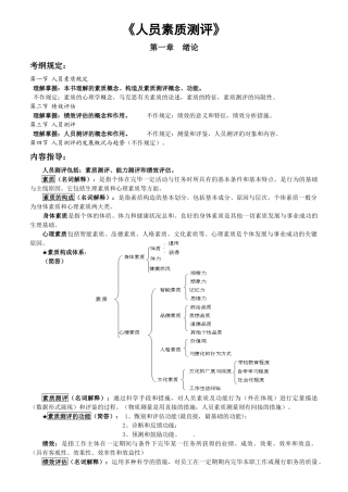 2025年自考《人员素质测评理论与方法》考点分析