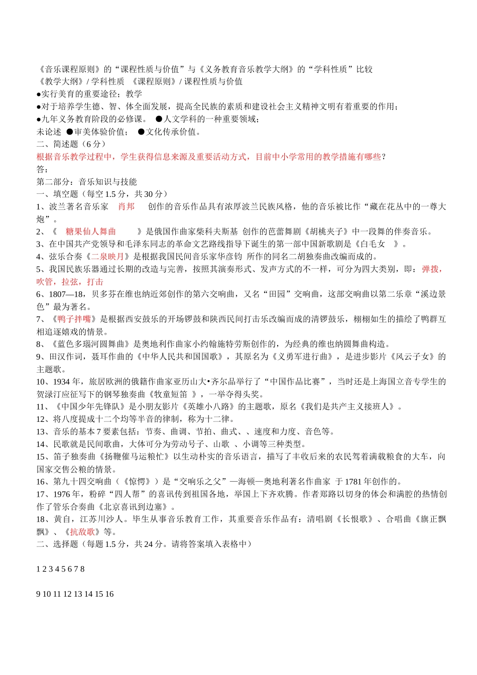 2025年音乐招聘考试试题_第2页