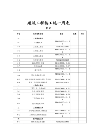 建筑工程施工统一用表