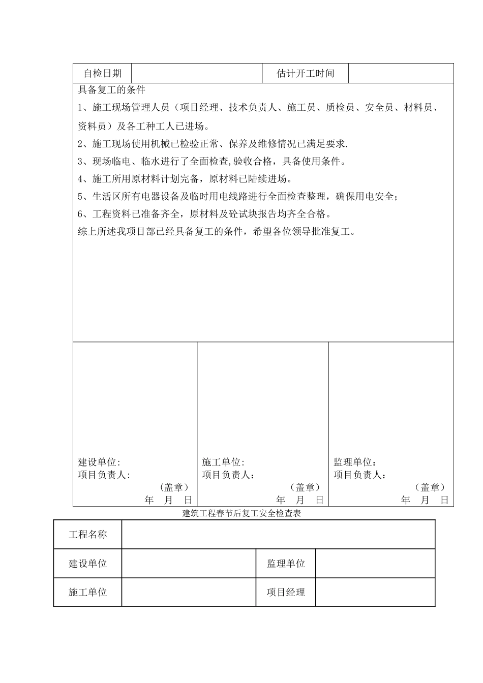 建筑工程春节后复工安全检查表._第2页