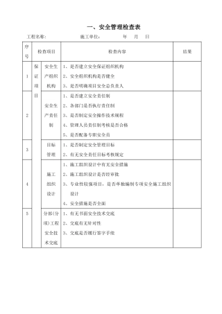 建筑工程检查用表