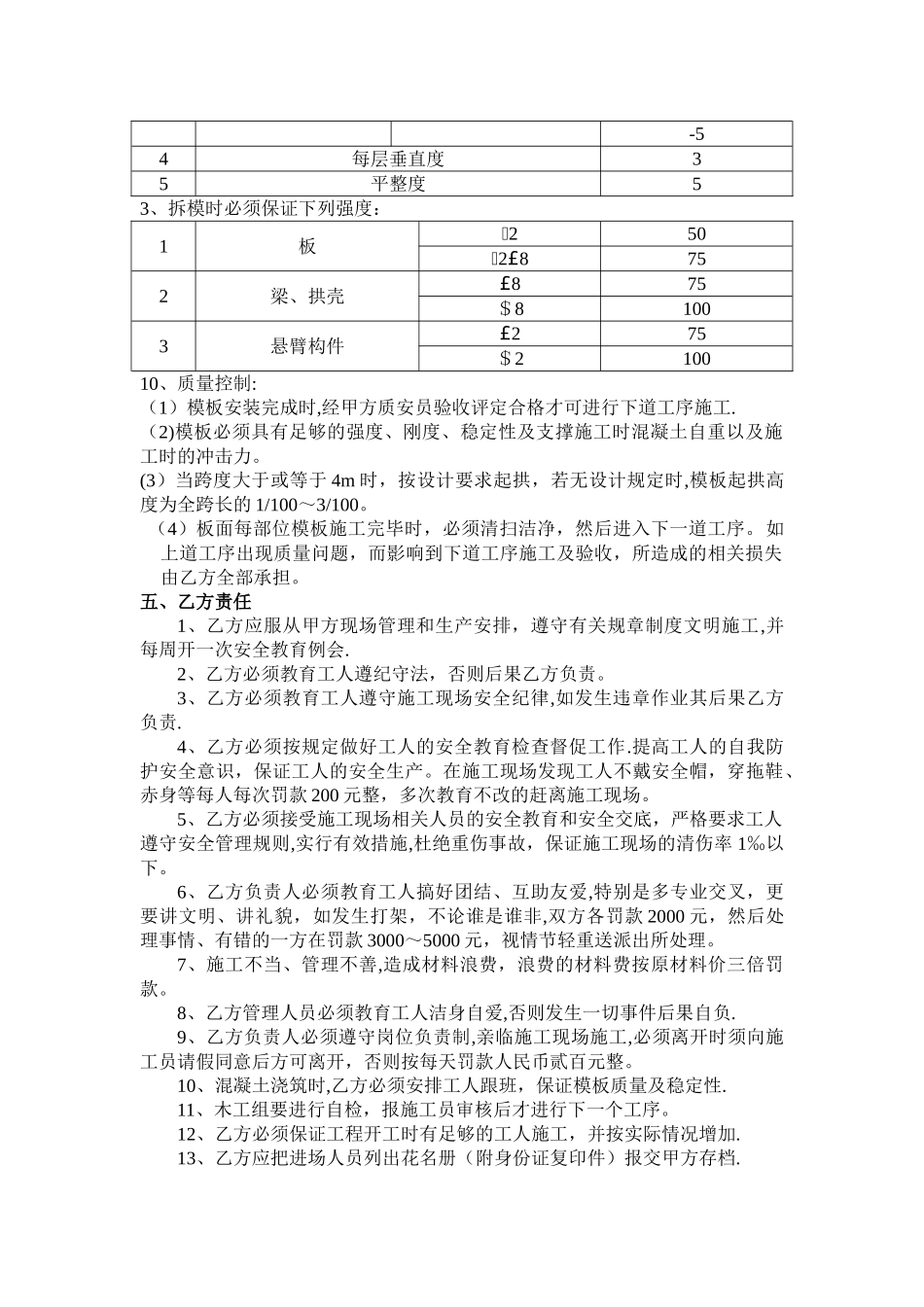 建筑工程模板劳务分包合同_第2页