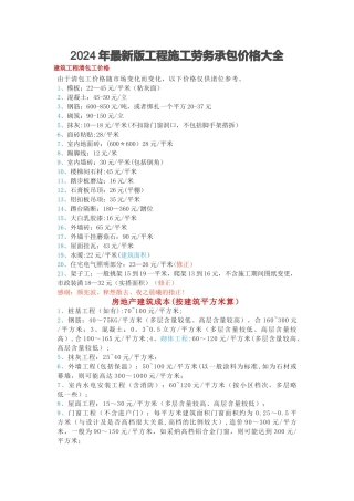 建筑工程清包工等价格