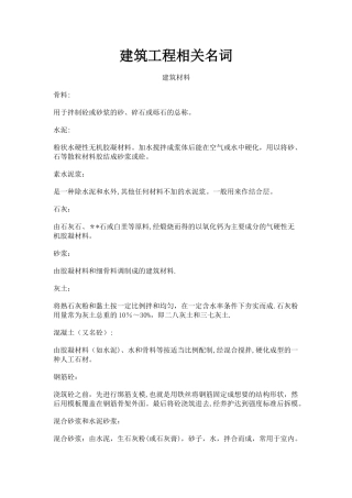 建筑工程相关名词