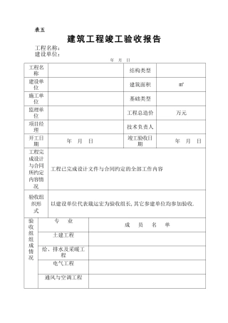 建筑工程竣工验收报告(模板)