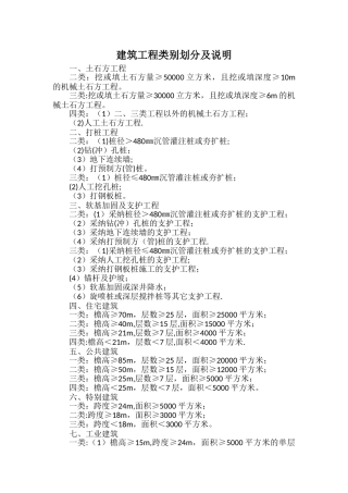 建筑工程类别划分及说明