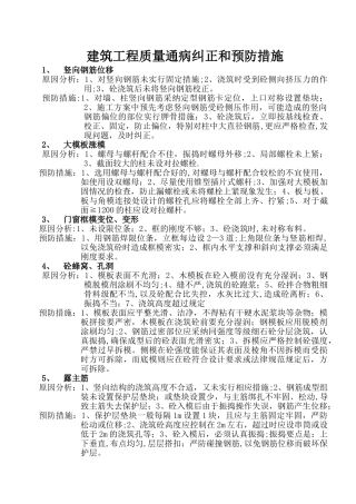 建筑工程质量通病纠正和预防措施