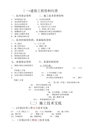 建筑工程资料归类