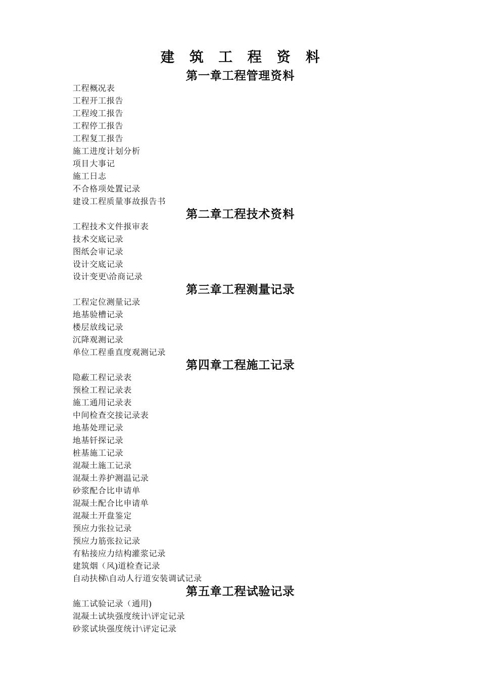 建筑工程资料表_第1页