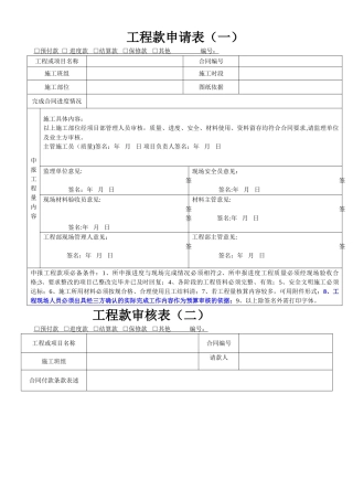 建筑工程进度款申请表---样本