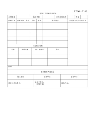 建筑工程隐蔽检验记录表