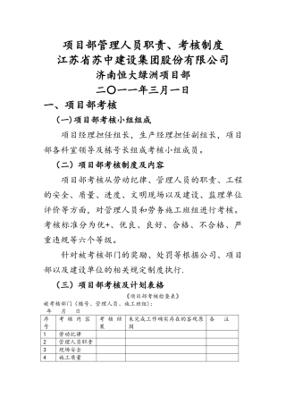 建筑工程项目部制度考核