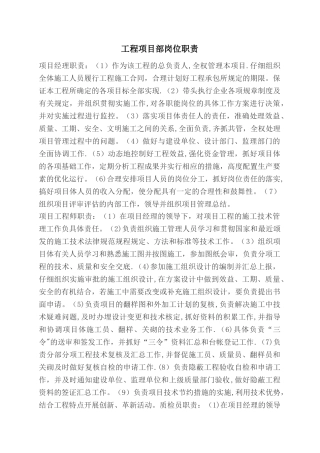 建筑工程项目部岗位职责