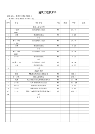 建筑工程预算书-范本