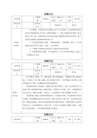 建筑施工与管理专业毕业实习日记