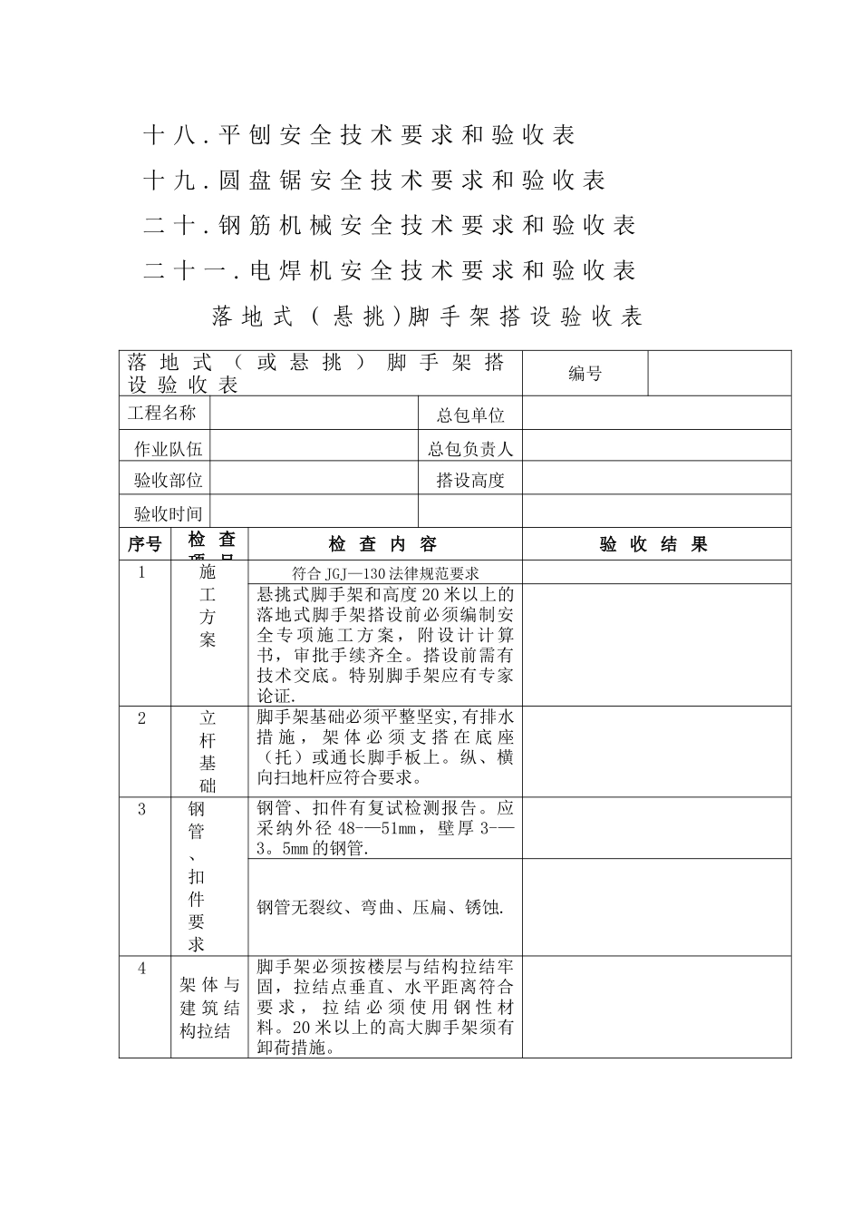 建筑施工各项安全检查验收表格_第2页